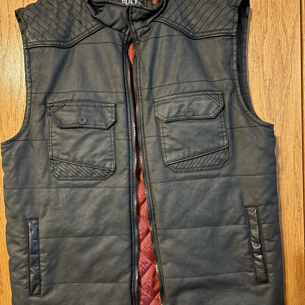 Buckle Black and Red Quilted Vest